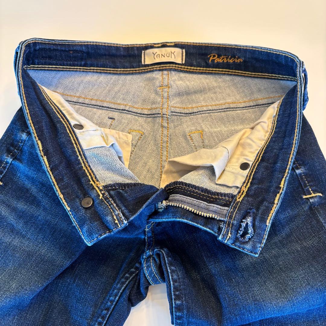 美品☆YANUK ヤヌーク デニム　パトリシア　裏起毛　スリム　ブルー　送料無料