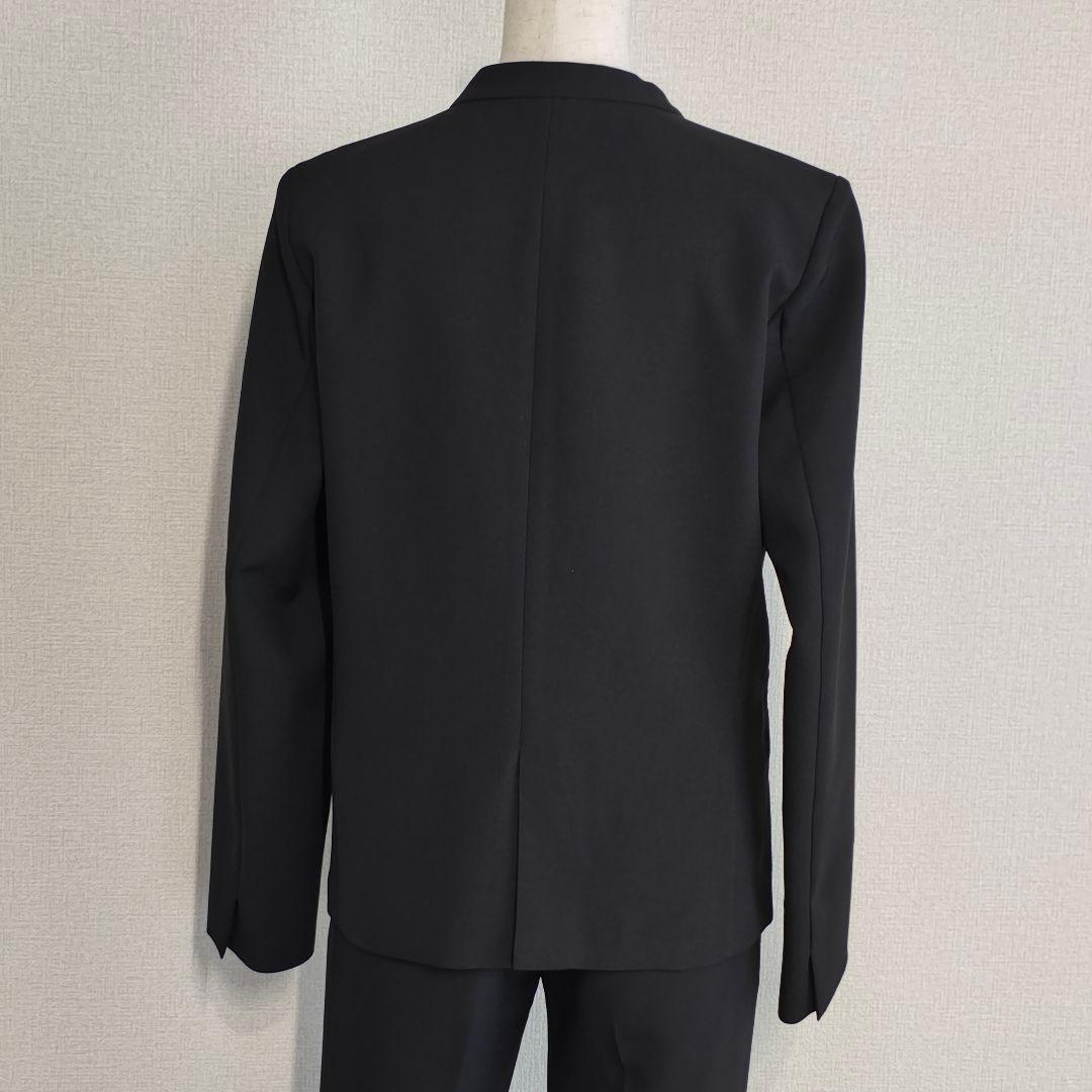美品 PLST 洗濯可 ノーカラージャケット パンツ セットアップ スーツ 黒