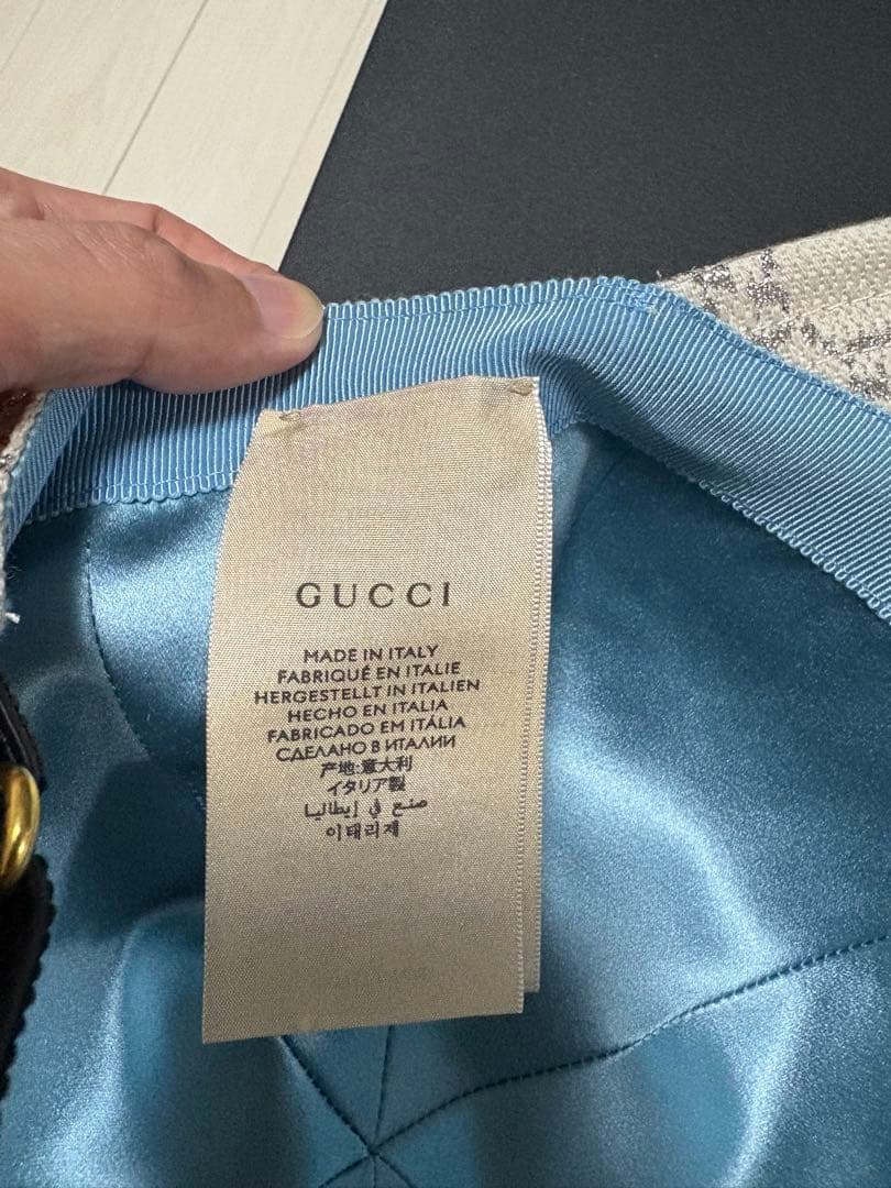 PHG美品 MサイズGUCCI ラメ ベースボールキャップ ホワイト
