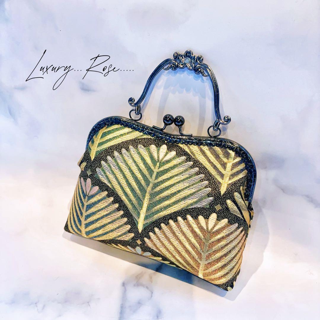 大松♡粋で可愛くカッコよく！お洒落新品西陣織帯地で人気のキリッとブラック帯バッグ