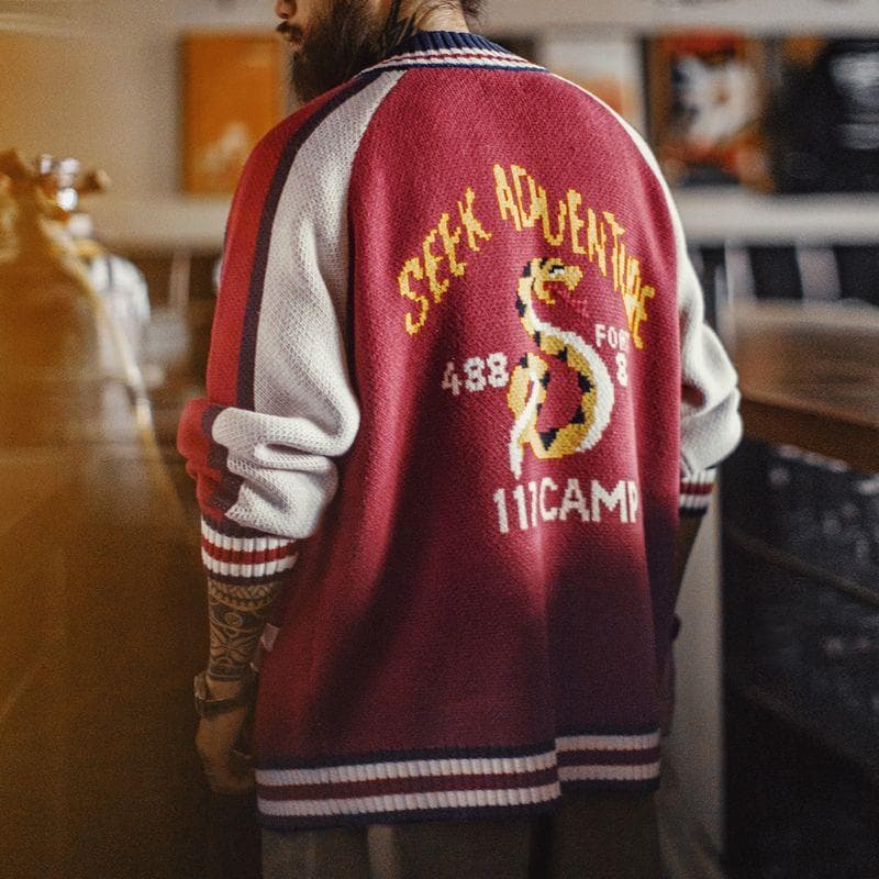 スカジャン風 ニットカーディガン●サイズXL●（商品番号51204）