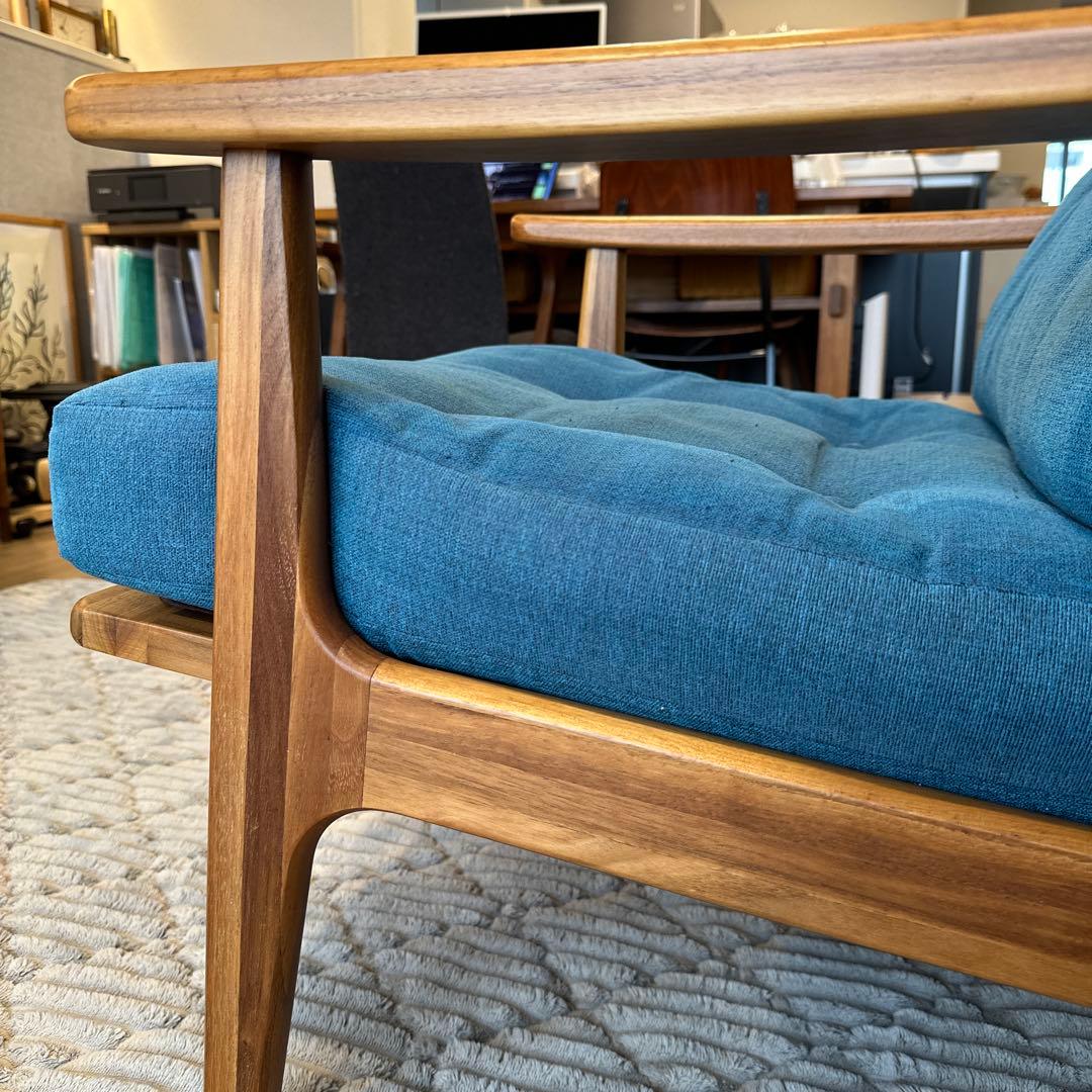 【マルニ60】ウォールナット&ブルー　1人掛けソファ
