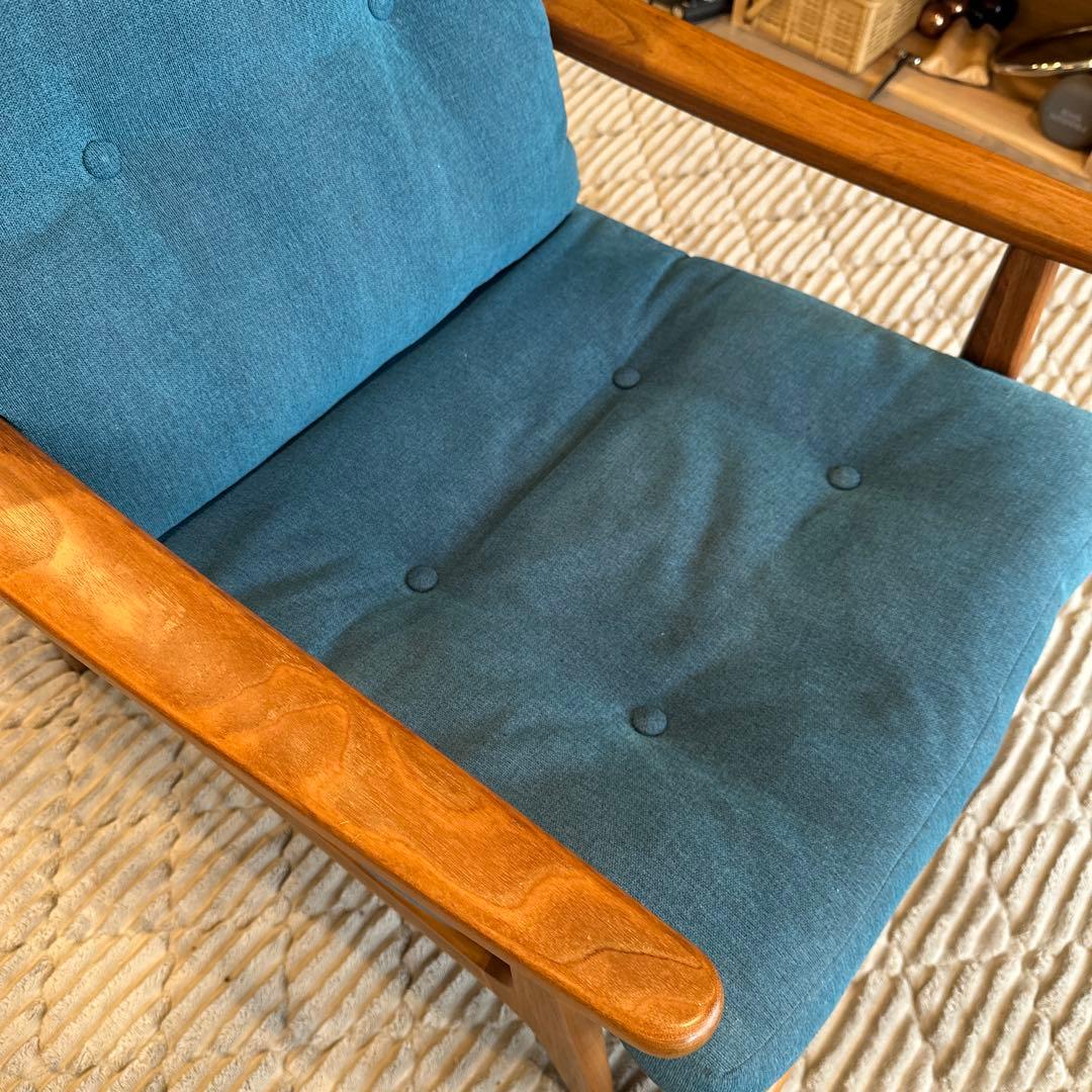 【マルニ60】ウォールナット&ブルー　1人掛けソファ