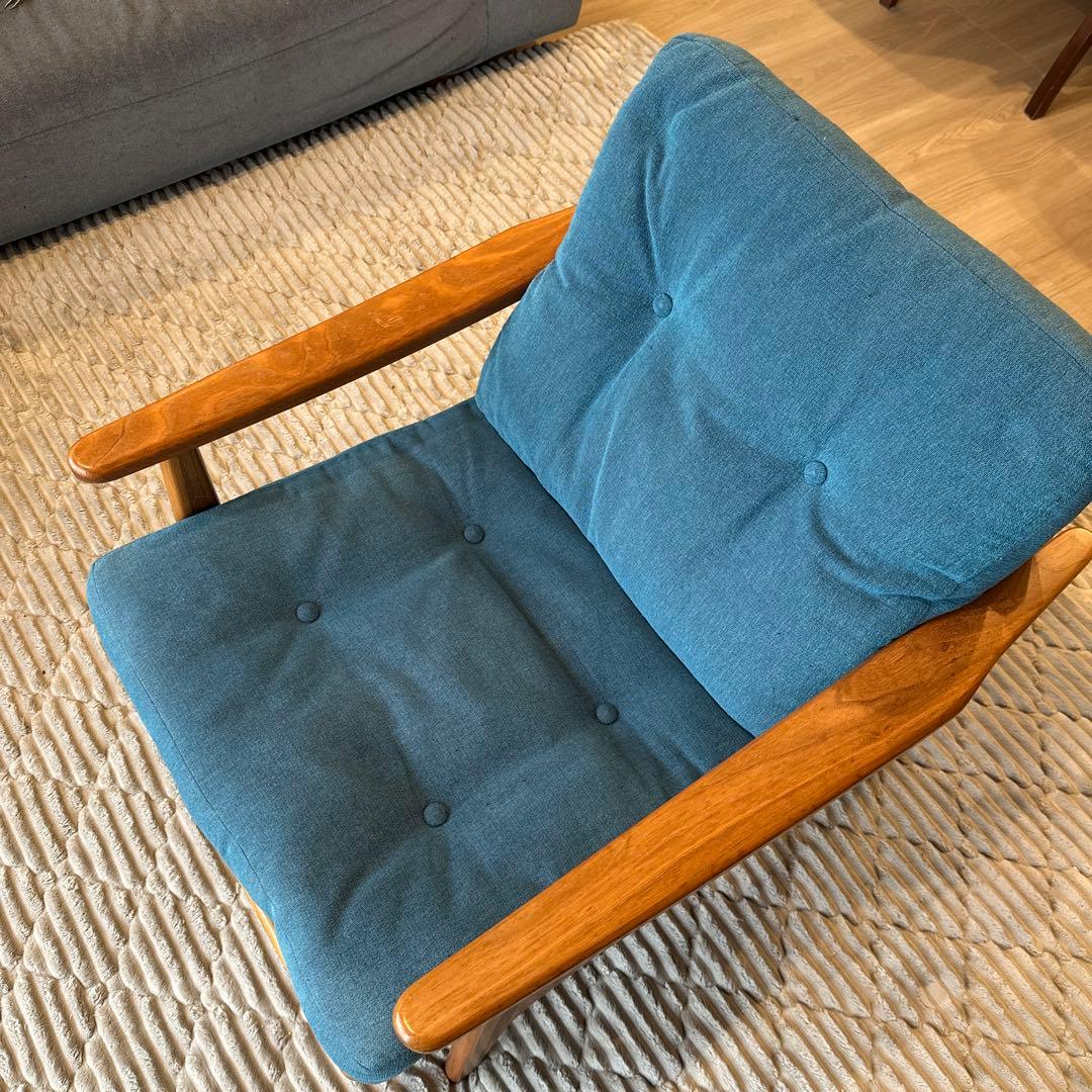 【マルニ60】ウォールナット&ブルー　1人掛けソファ