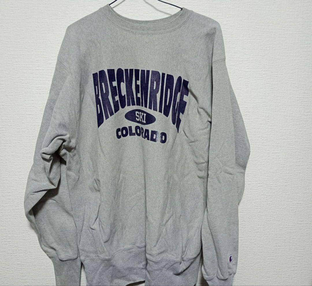 Champion チャンピオン90sリバースウィーブ　グレー　XL 刺繍タグ