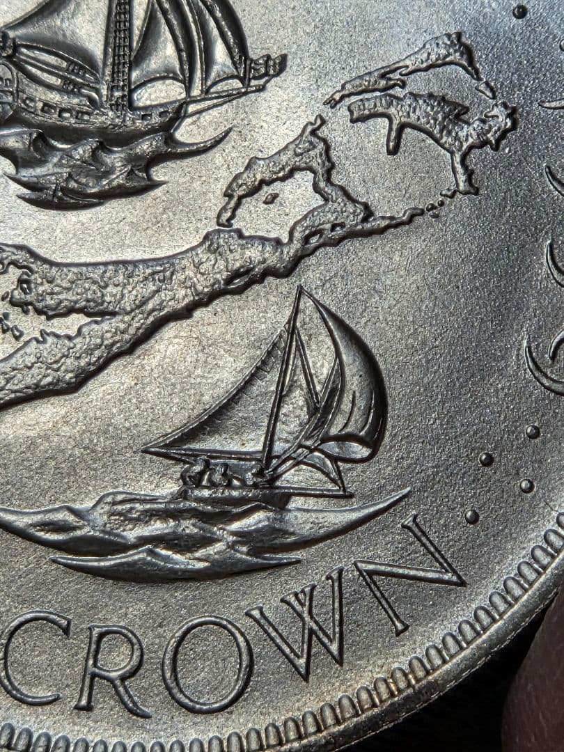 英領バーミューダ　エリザベス2世　発見350周年記念　1 クラウン銀貨　1959