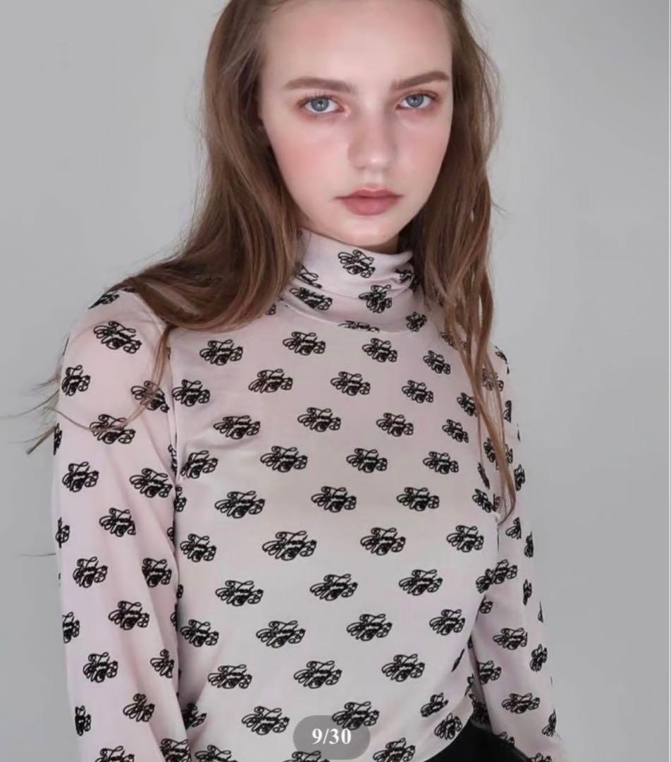 【美品】Treat Ürself sheer tops pink×black