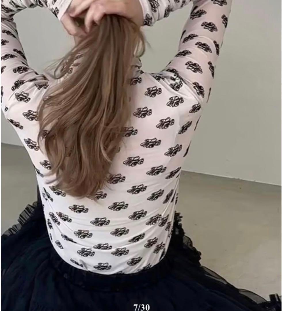 【美品】Treat Ürself sheer tops pink×black