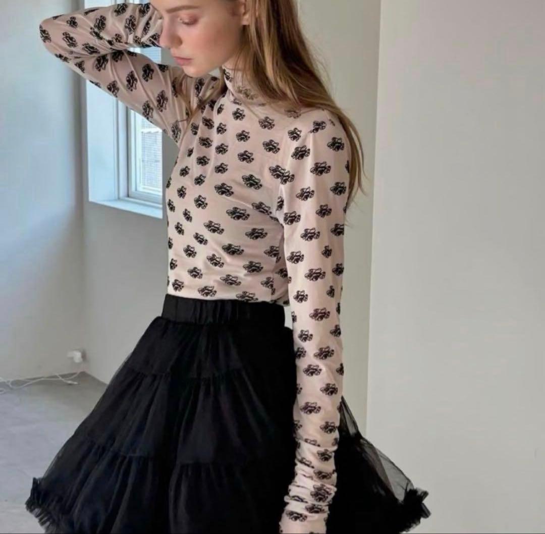 【美品】Treat Ürself sheer tops pink×black