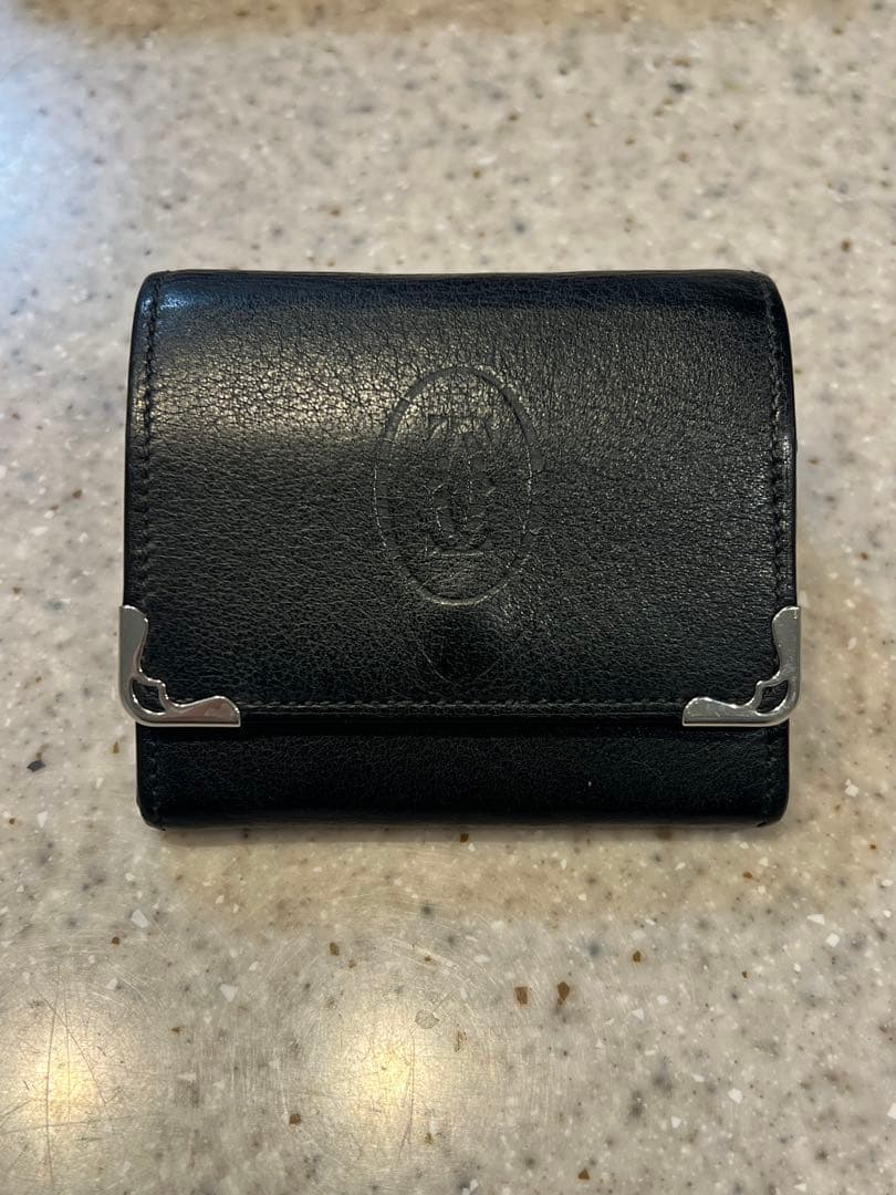 Cartier レザーケース 黒/ボルドー