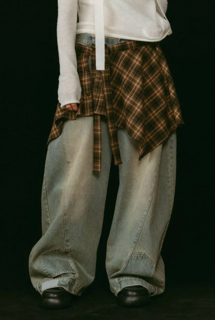 パンツ Knuth Marf shirt wrap denim pants/blue