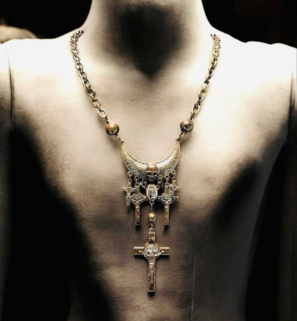 ★1点物★ジャンポールゴルチエ★5クロスカルマアンティークネックレス