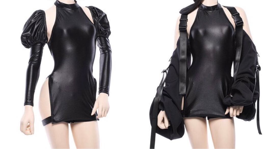 【5点SET】M企画　サイバーチャイナハイレグ　ぶか袖・パフ袖2種類付