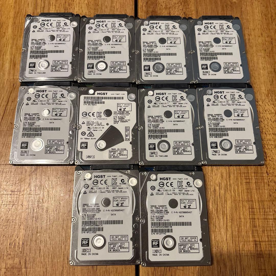 内蔵型 HDD HGST 500GB 10台セット①