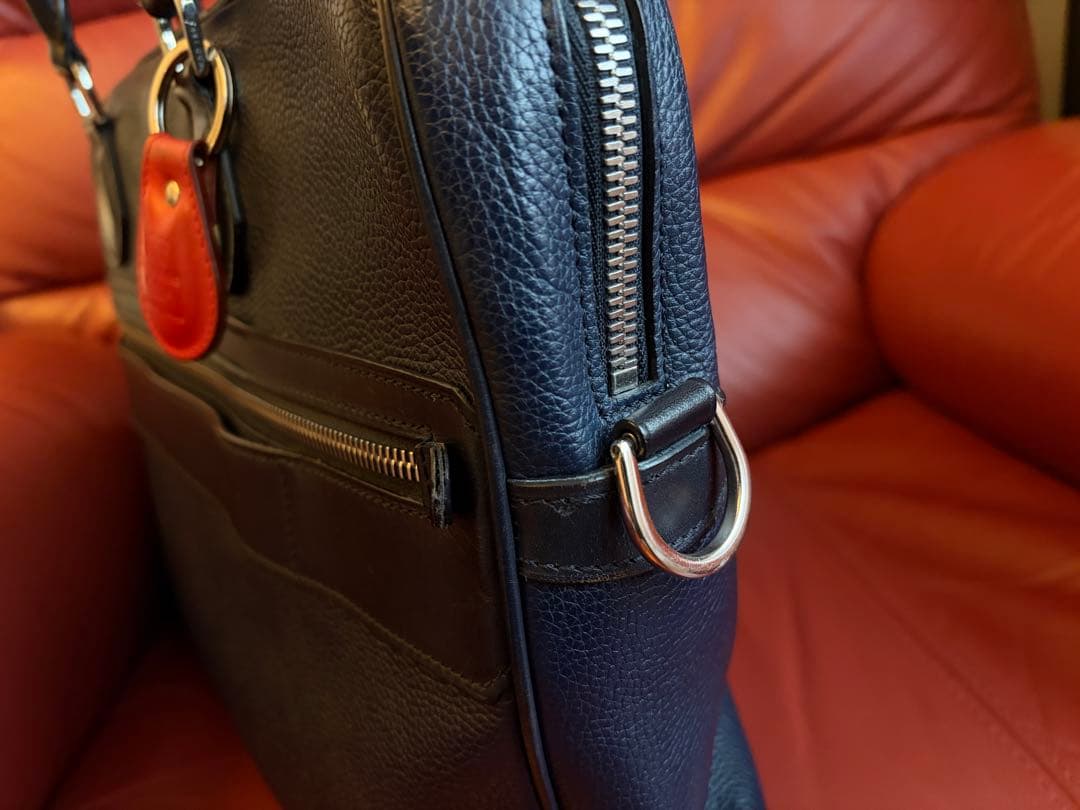 ダンヒル　レザー　ビジネスバッグ　ブリーフケース ネイビー Bostonシリーズ