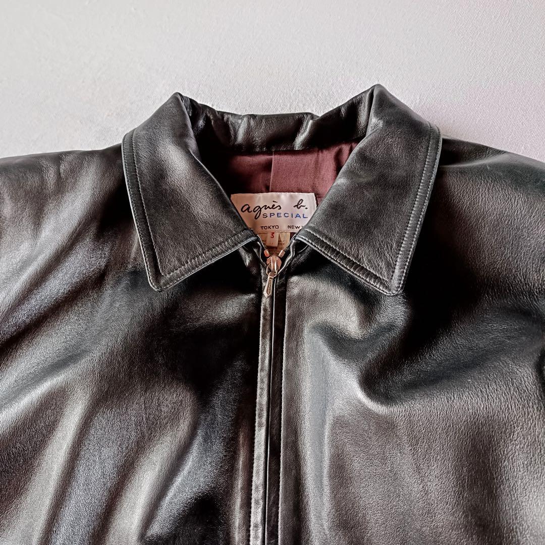 90s フランス製 agnes b special 短丈 レザージャケット