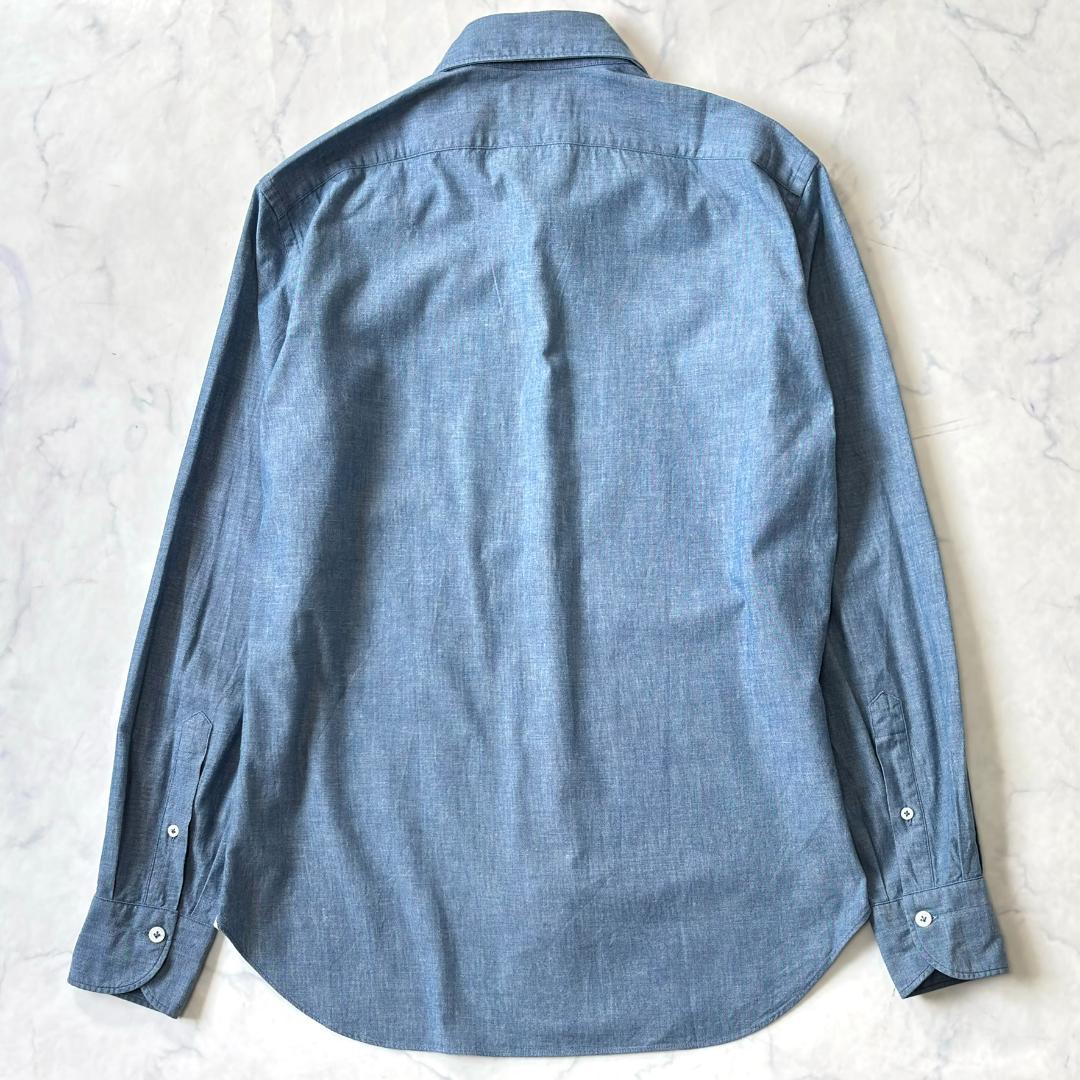 ジャンネット デニムシャツ 長袖 カッタウェイ 太陽アイコン 水色 40 tv5