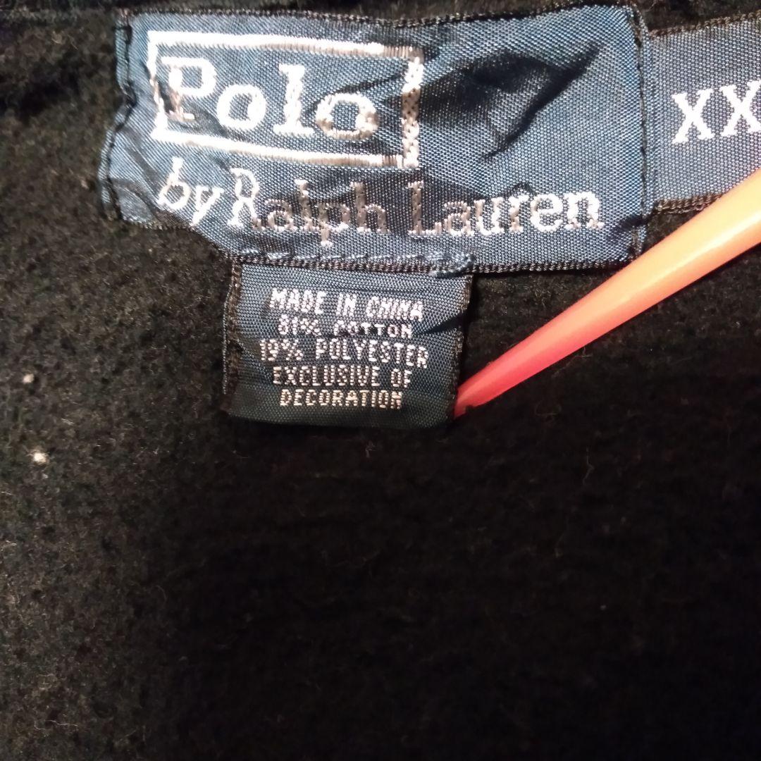 希少【ポロバイラルフローレン】ステッチ＆レザー装飾　黒 ショールカラースウェット