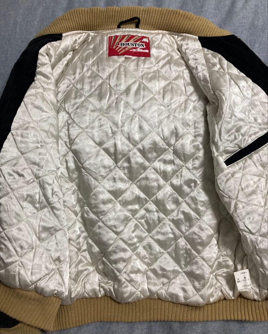 80s90s OLDヒューストン Houston別珍スカジャン黒 龍 M