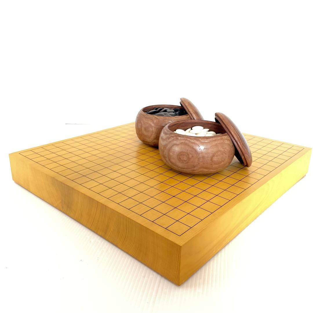 美品 本榧 碁盤 ハギ盤 2寸 二寸 6kg はまぐり碁石 囲碁 将棋 卓上盤