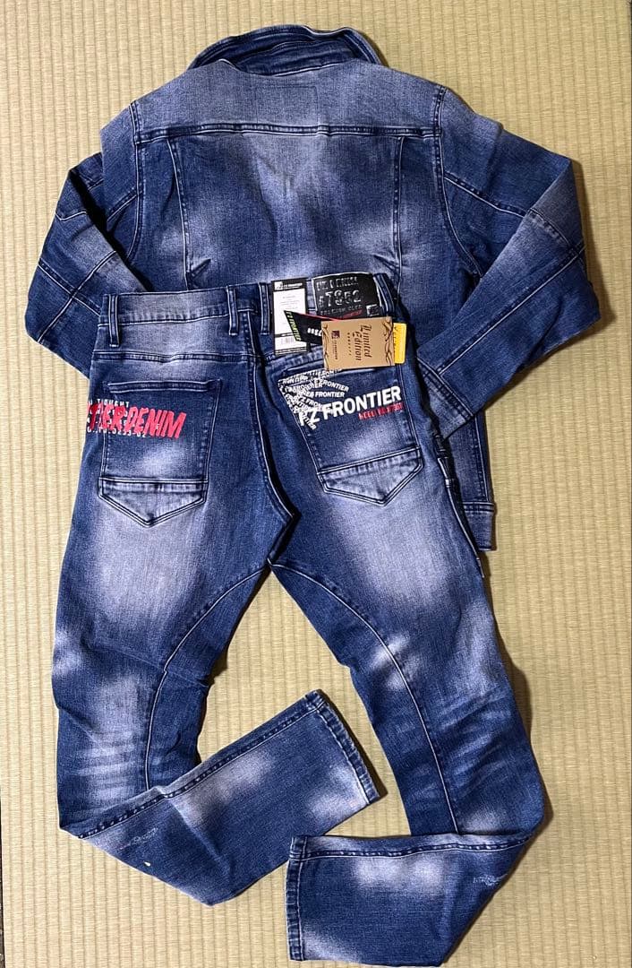 アイズフロンティア７３５０ＳデニムＧ　ＬＬ寸カーゴパンツ８５cm上下組インディゴ