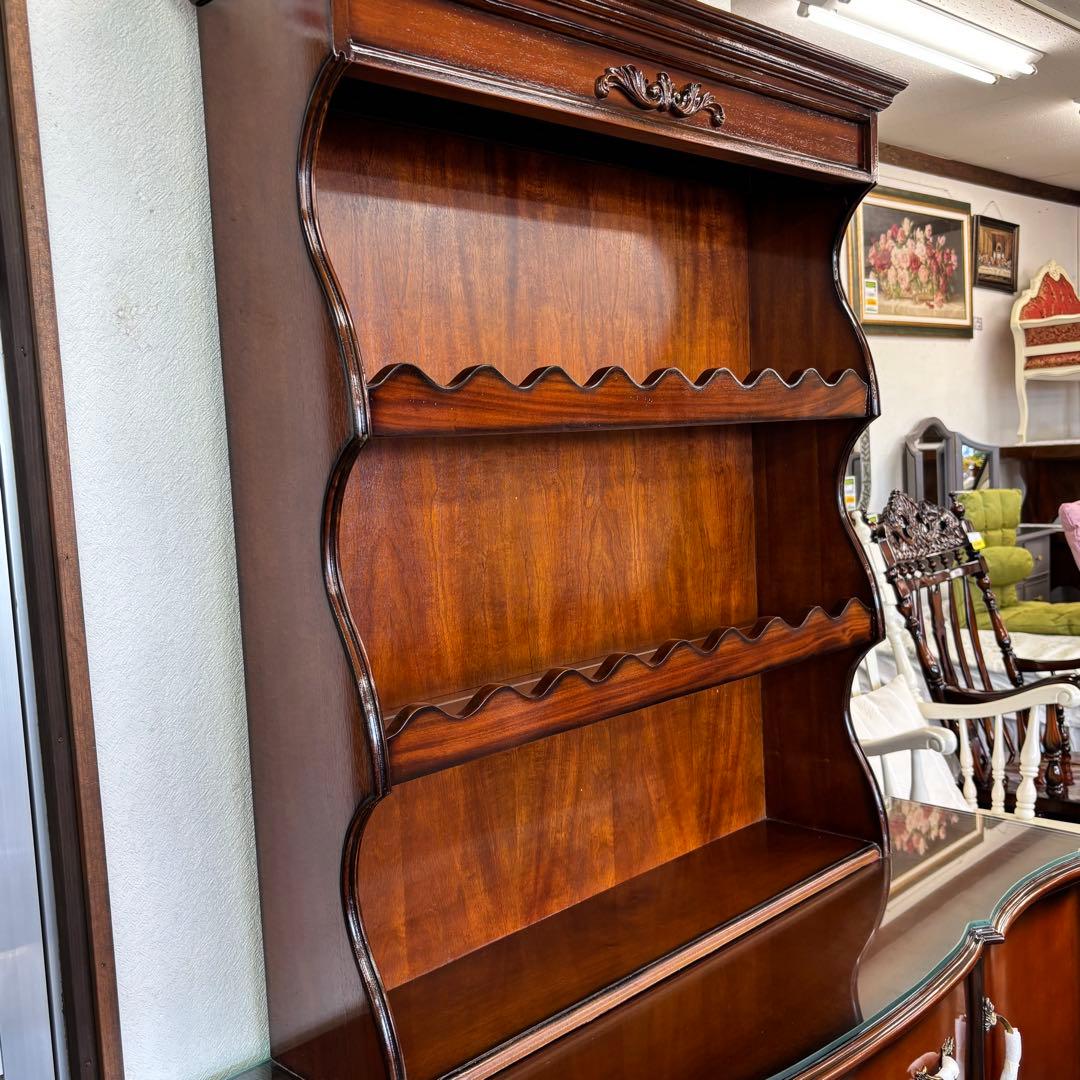 マホガニー 飾り棚 3段シェルフ アウトレット品 置くだけ アンティーク調