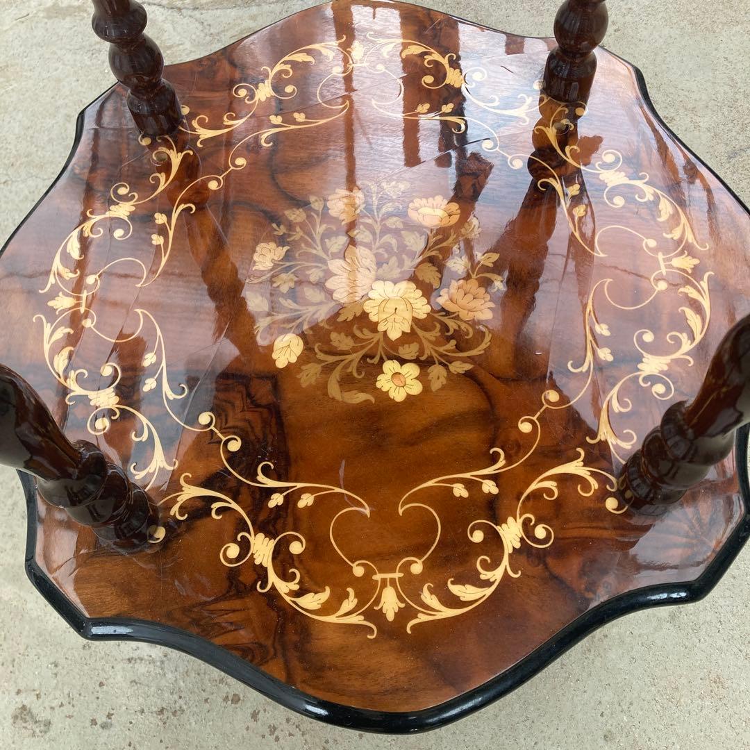 ニ*ん様 イタリア製 象嵌 ティーワゴン 2段 西洋 アンティーク