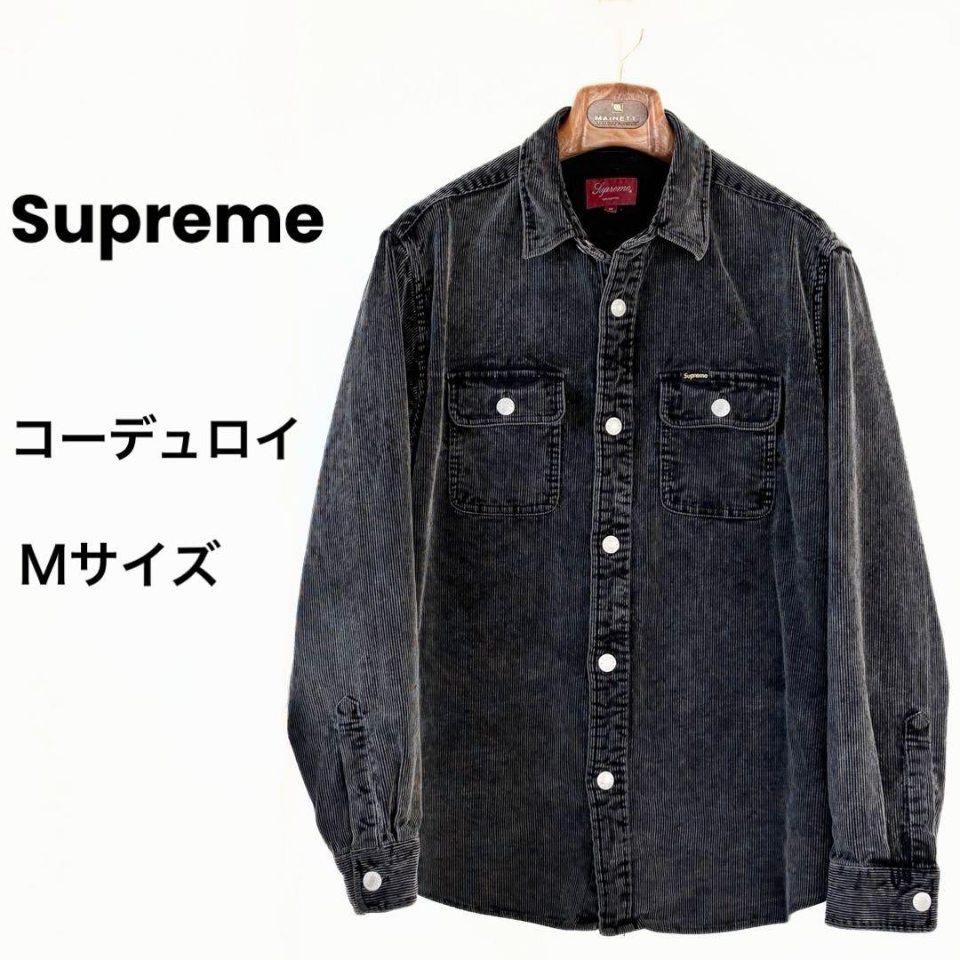 Supreme　Washed Corduroy　コーデュロイ シャツ　黒　Ｍ
