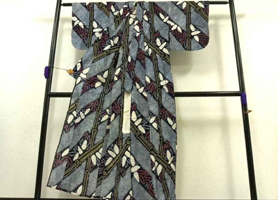 粋な大人の浴衣◆有松絞り 笹竹文