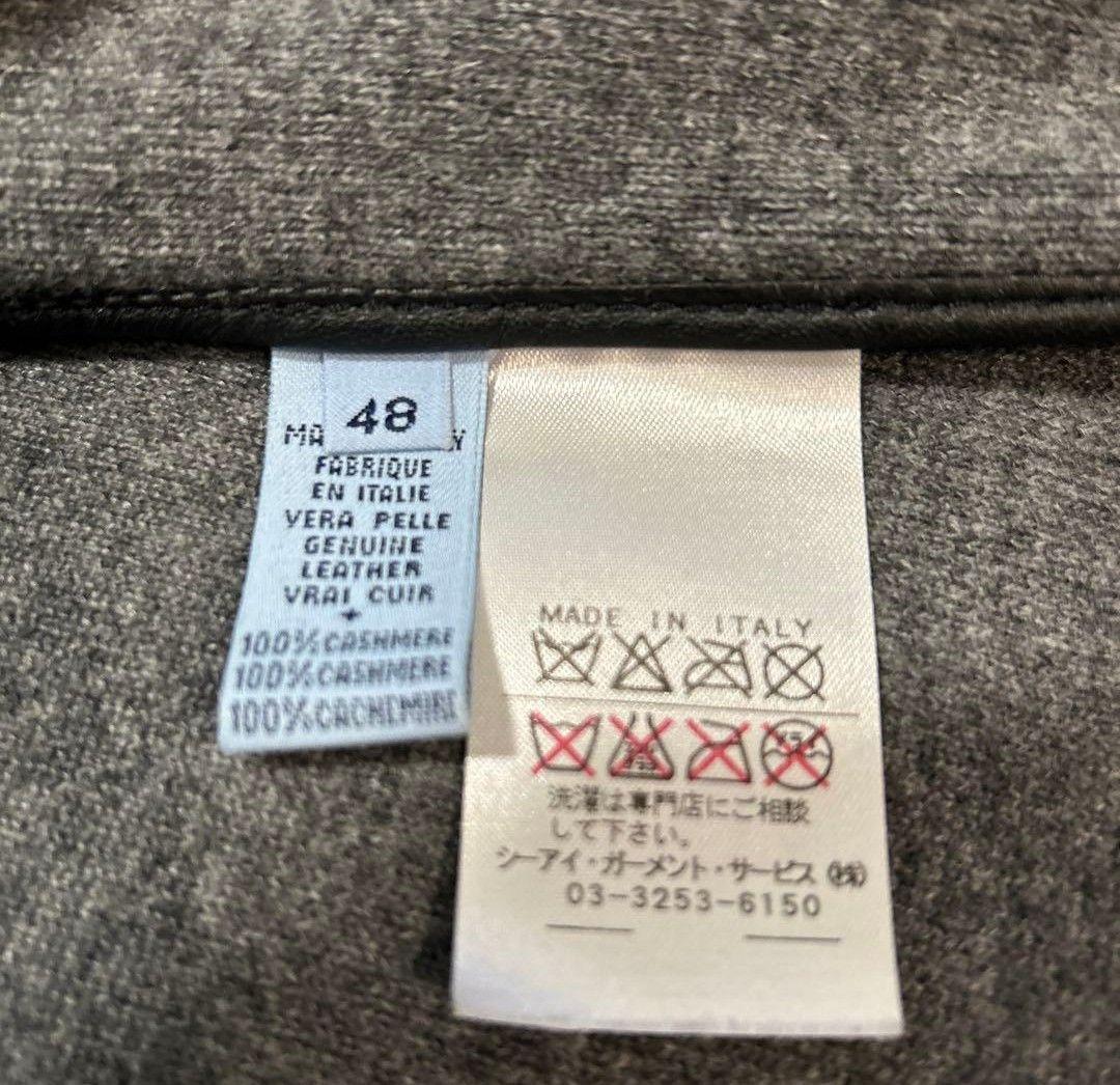 malo 黒 マーロ レザー カシミア ジップアップブルゾン サイズ48