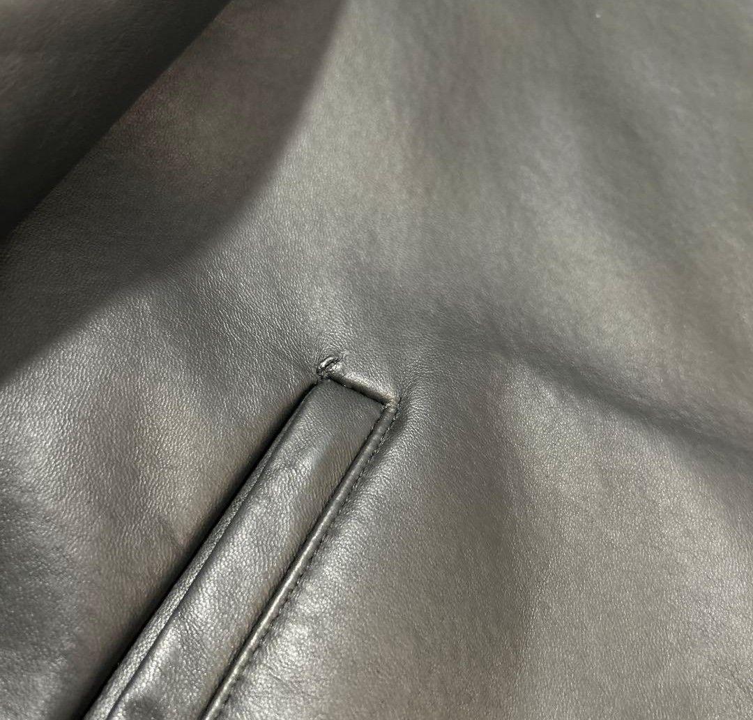 malo 黒 マーロ レザー カシミア ジップアップブルゾン サイズ48