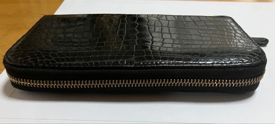 東京クロコダイルレザー 長財布　ナイルクロコセンター取り　アビスブラック