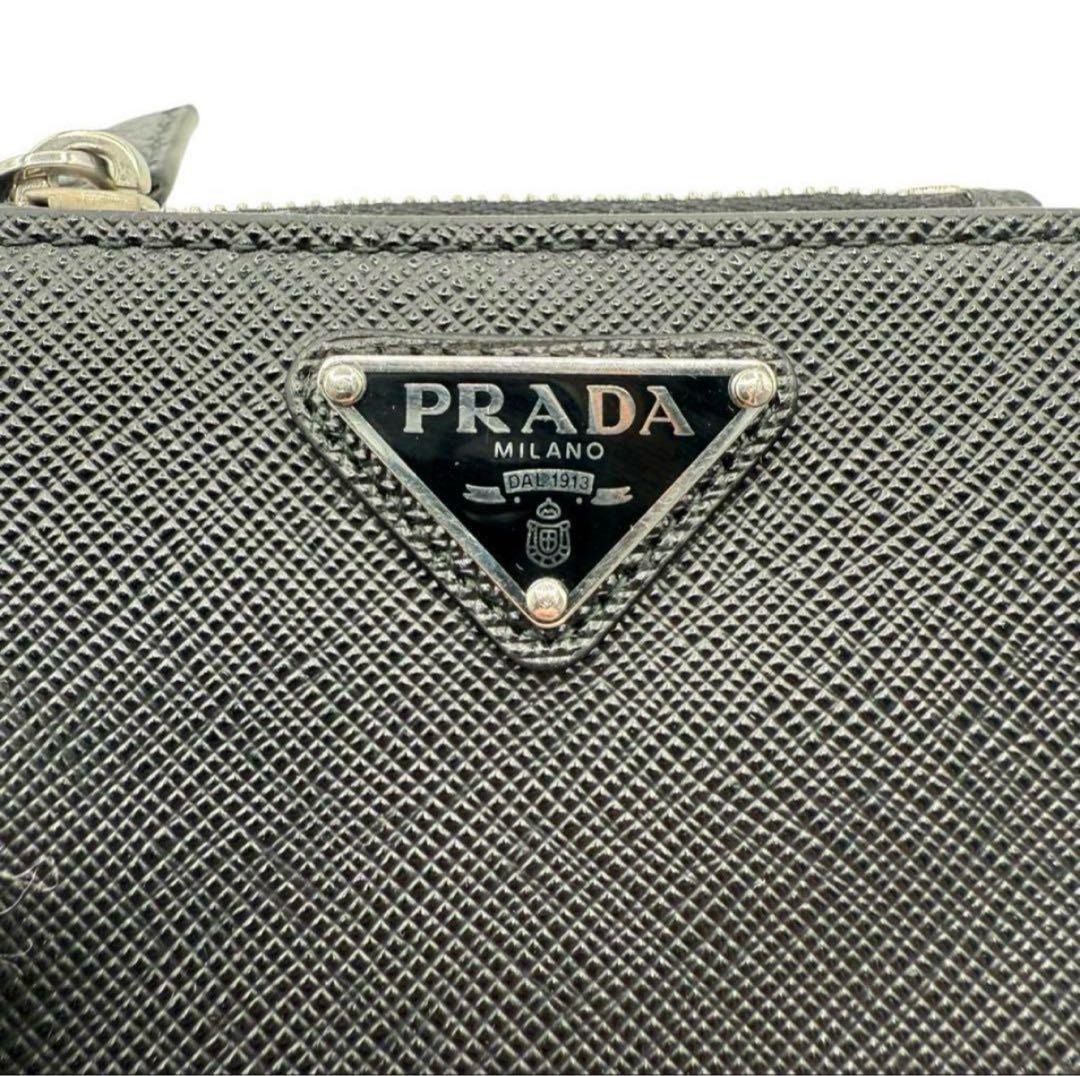 極美品 PRADA プラダ ケース 三角ロゴ サフィアーノ レザー 現行