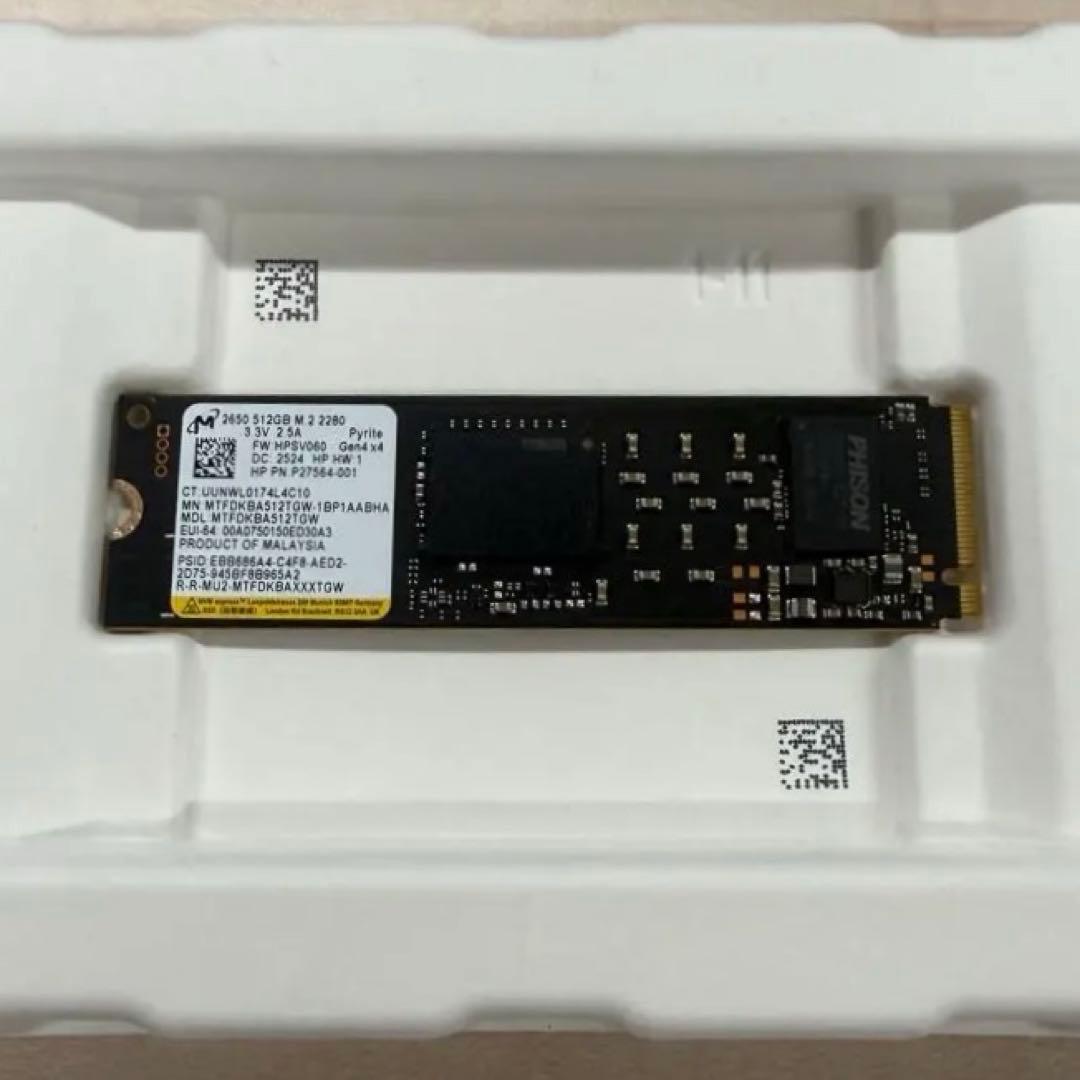 Micron 2650 NVMe SSD 512G Gen4 2280新品同様