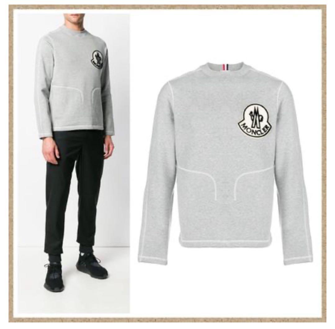 MONCLER グレー クルーネック トレーナー　モンクレール　メンズ　タグ付き