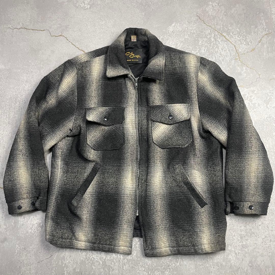 USA製 Cal Craft ウールオンブレチェック ジップブルゾン L