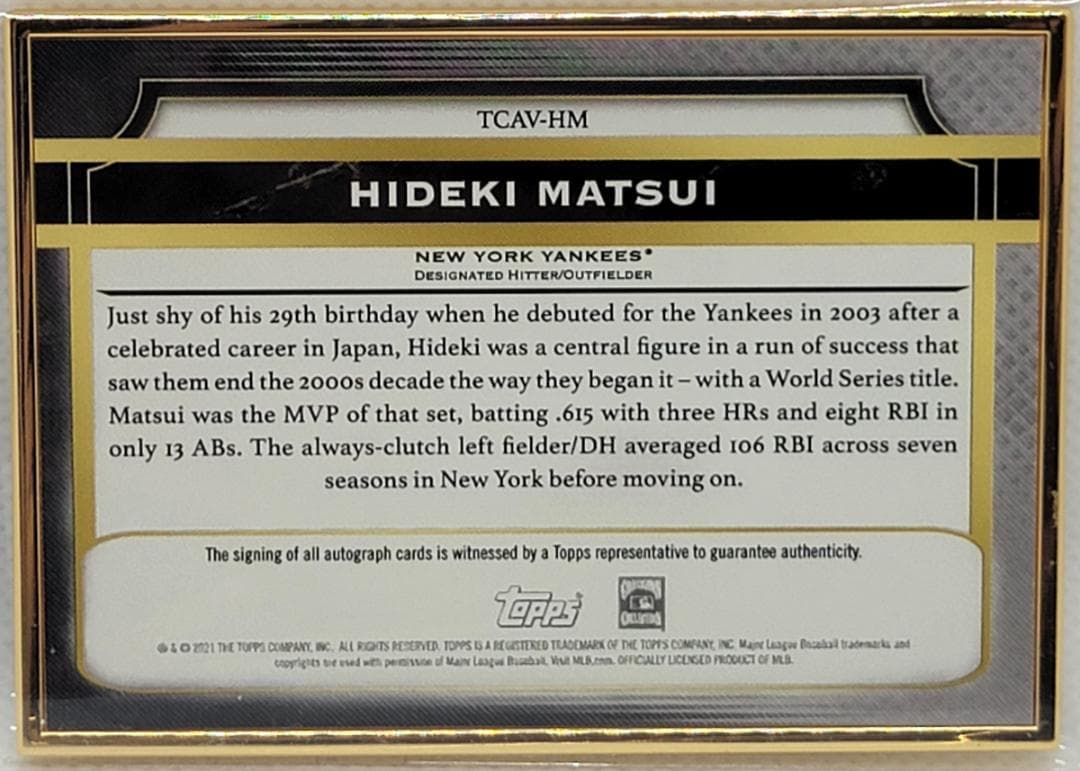 MLB☆松井秀喜 21 Topps Transcen 20枚限定直筆サインカード