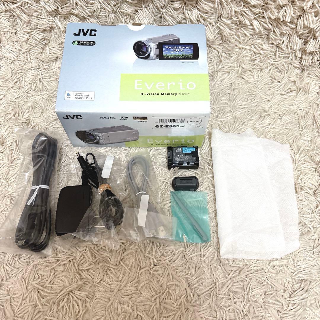 【美品】JVC Everio GZ-E565 ホワイト 白 バッテリー付き