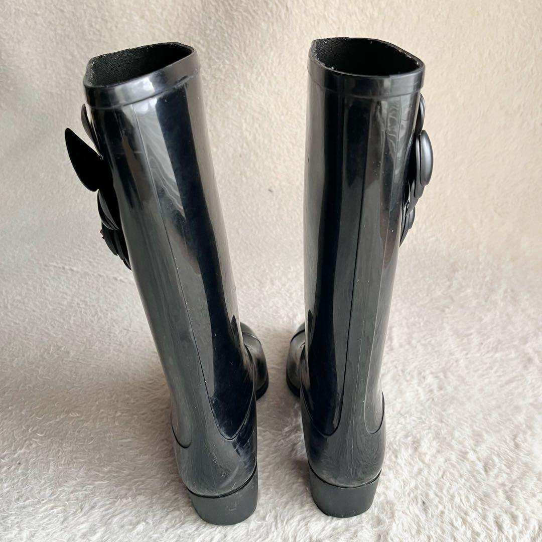 CHANEL シャネル レインブーツ 長靴 ココマーク カメリア 黒