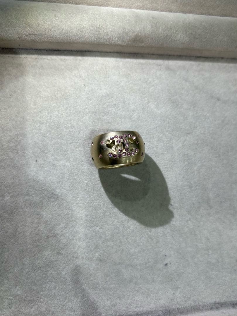CHANEL ゴールド　ピンクストーン　リング　vintage ココマーク