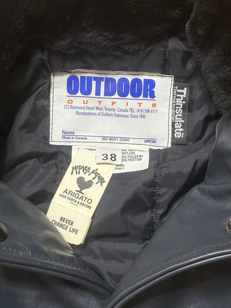 OUTDOOR レザージャケット ブラック 38