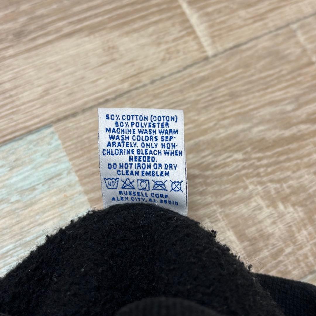USA製 ラッセル スウェット ブラック 無地 ブランク 前V Lサイズ