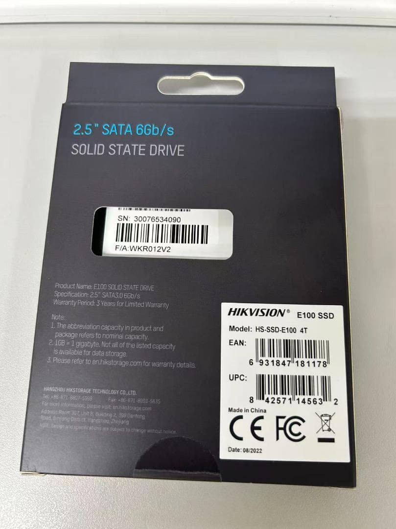 HIK VISION 新品SSD4T hs-ssd-e100 4t 未開封