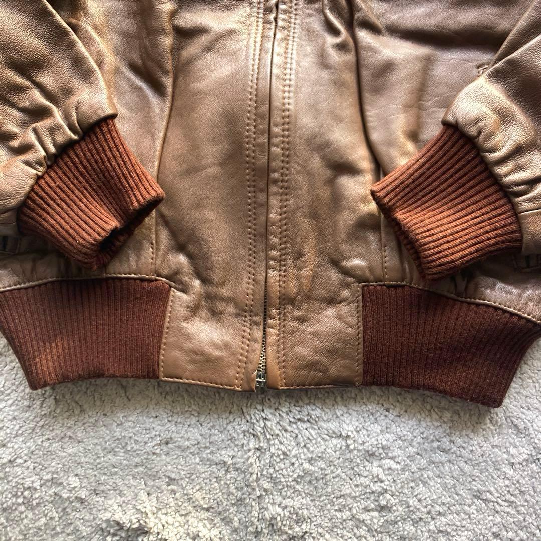 o*o様 ラムレザー ボンバージャケット L フライトジャケット ショート丈 茶