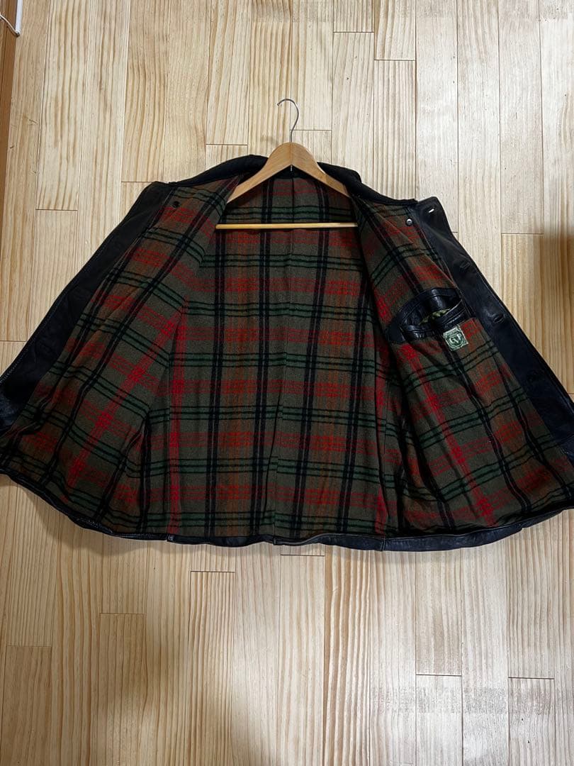 コルビジェジャケット レザージャケット ブラック　ウール襟