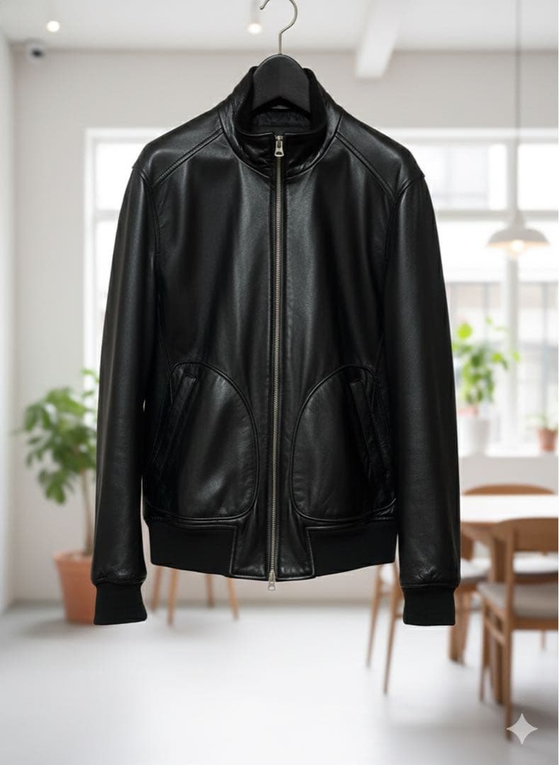 【極美品】グリーンレーベルリラクシング ラムレザー シングルライダース L