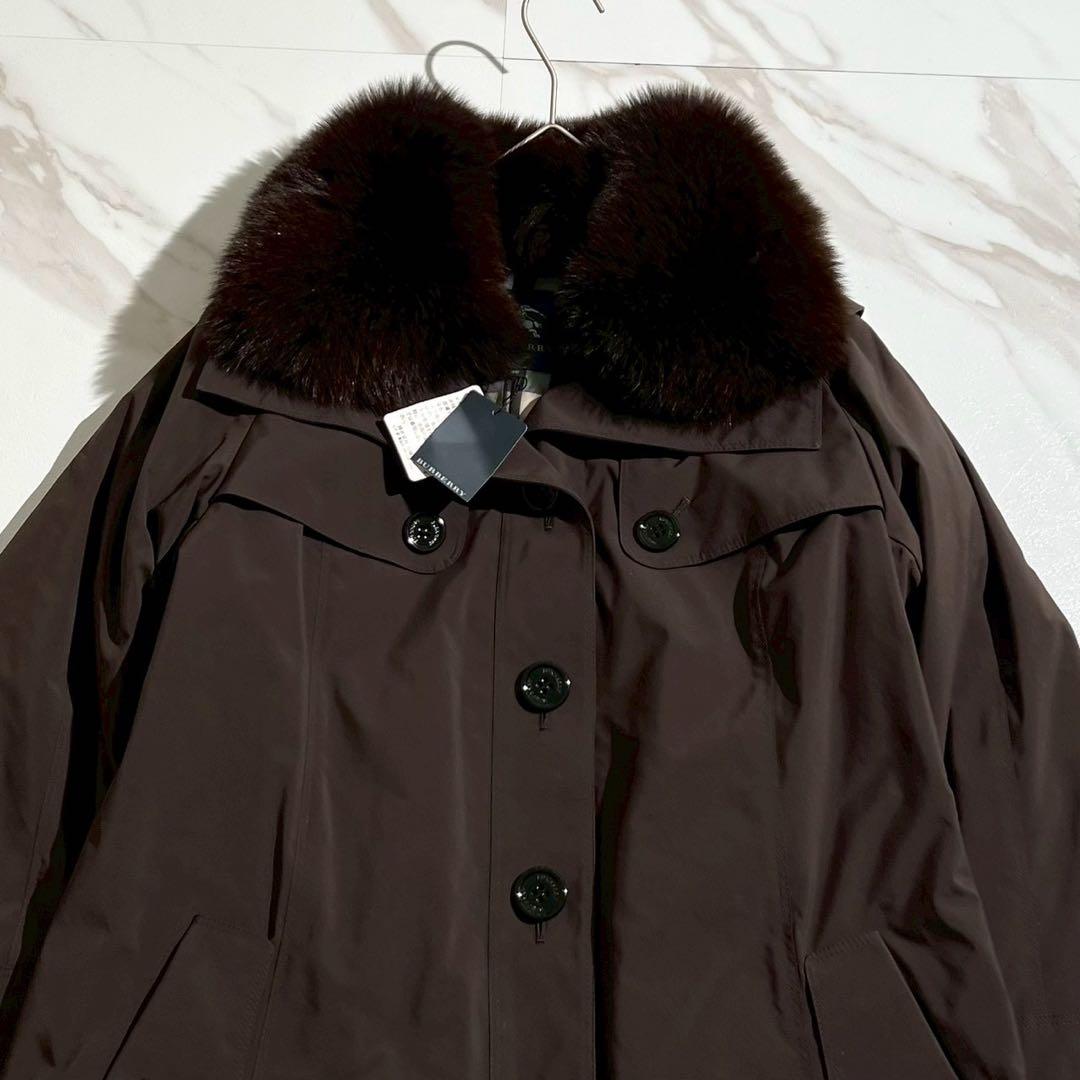 【未使用品】バーバリー ロングコート ダウンライナー ノバチェック ファー 40