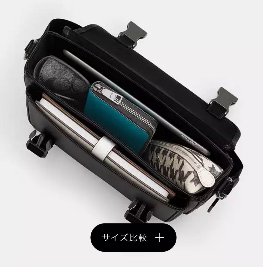 中古のCOACH レーサーメッセンジャーバッグ黒　CU110 、タグ・袋有、本物