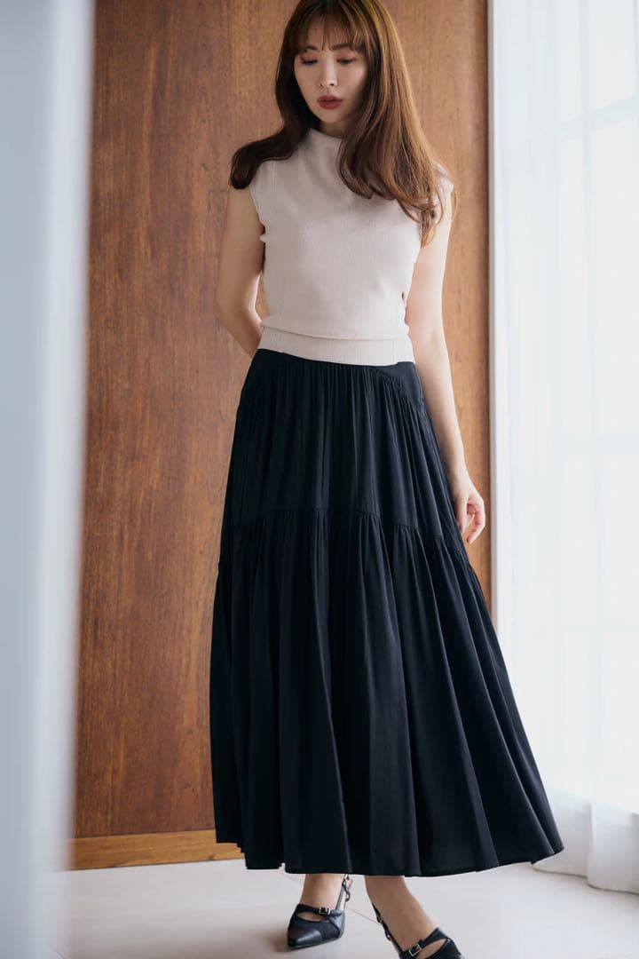 Herlipto＊High-Waist Tiered Long Skirt