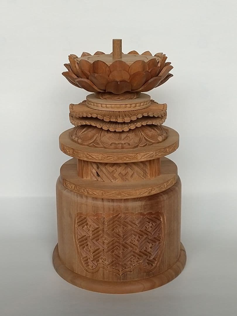 台座のみ 立像用#497 背切 円型 ◆白檀 木彫 仏像付属品